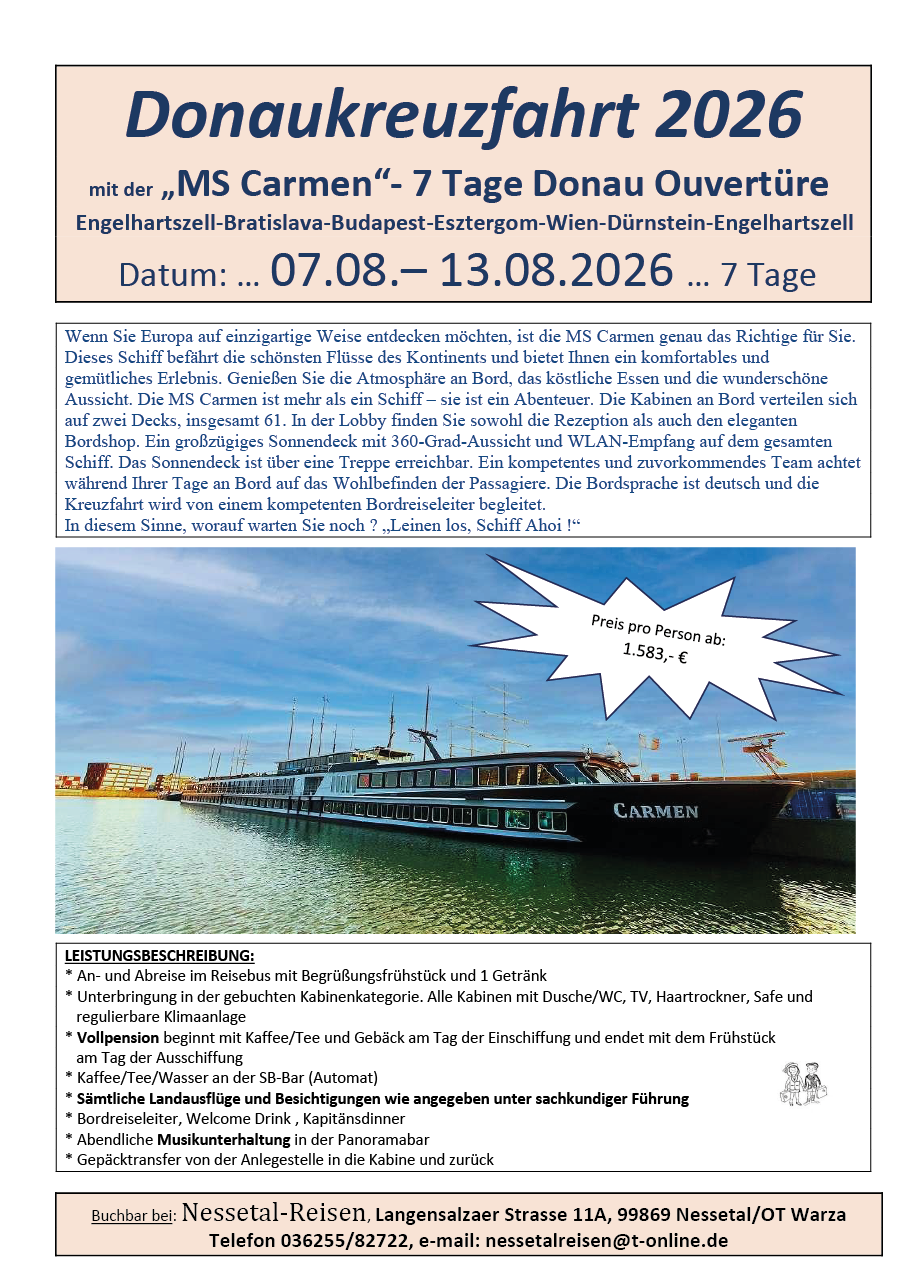 Donaukreuzfahrt 2026 Seite 1