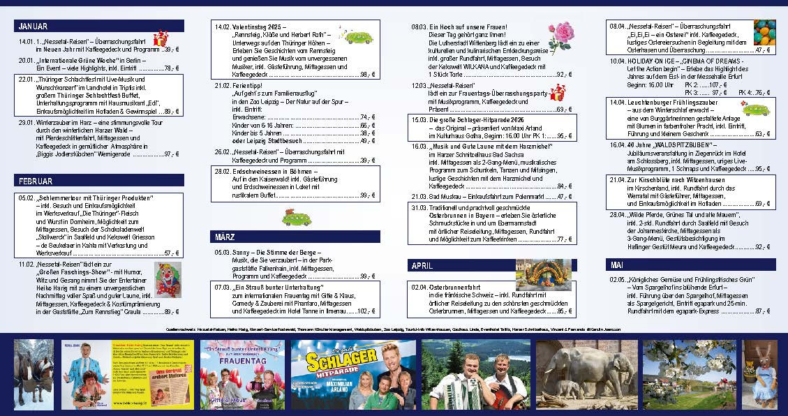 Tagesfahrten 2026 Januar bis April